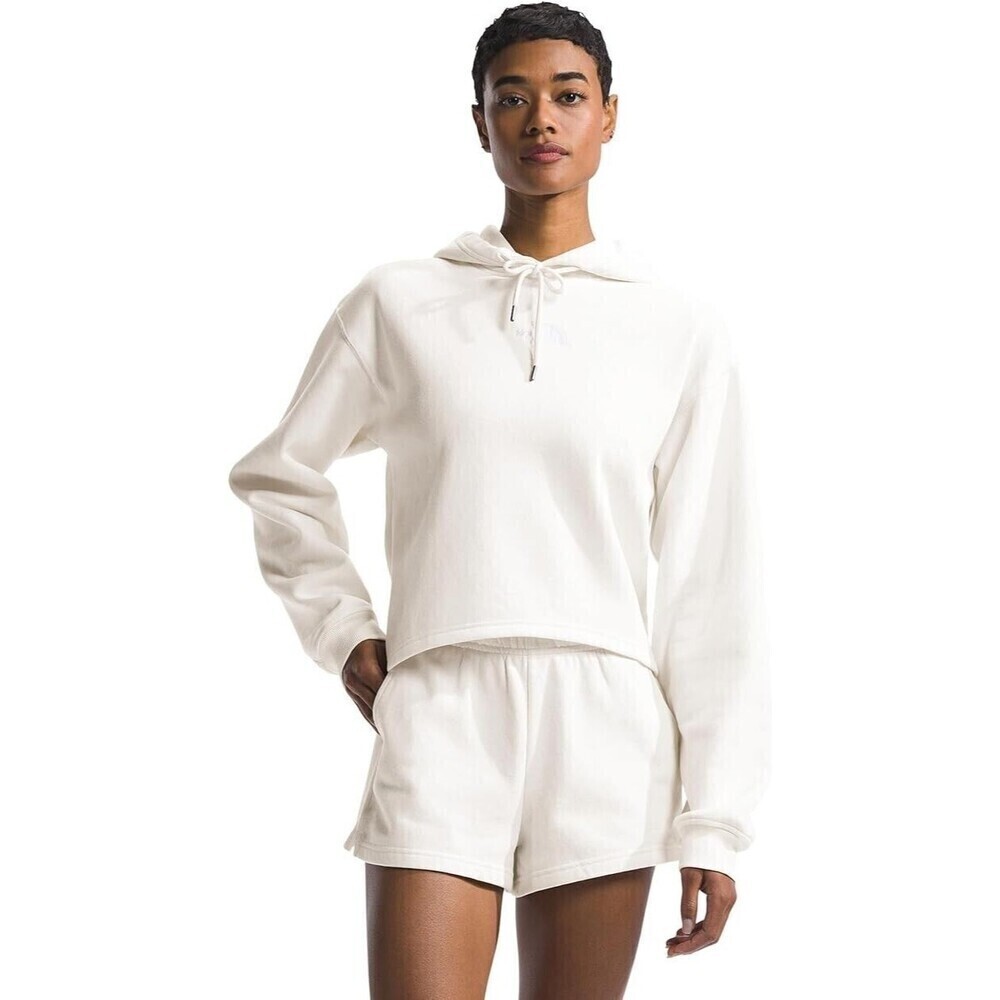 The North Face Womens Evolution High-Low Cropped Hoodie Gardenia White XL